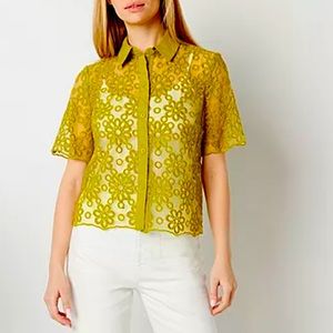 Ryegrass button down sheer floral blouse XXL, fits more like a L